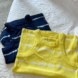 2 LOFT tie dye tanks yellow navy size small